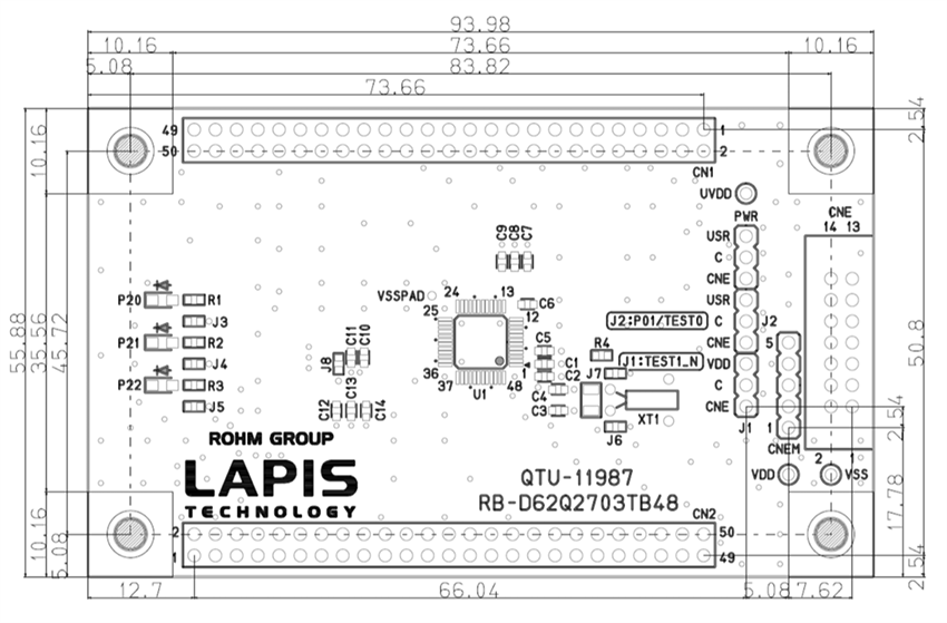 Mechanical Drawing - ROHM Semiconductor RB-D62Q2703TB48 Reference Board
